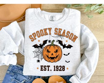 Spooky Season PNG, Vintage Pumpkin Halloween Design, Bats and Varsity Halloween Letter Clipart, Spooky Pumpkin png, Happy Halloween Digital