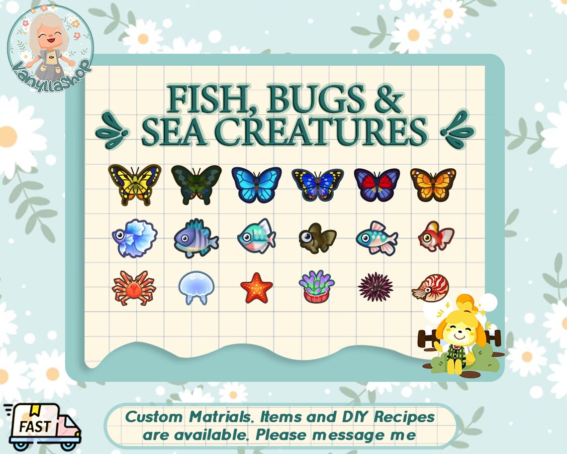 All 200 Fish Bugs & Sea Creatures Set Acnh Instant Etsy