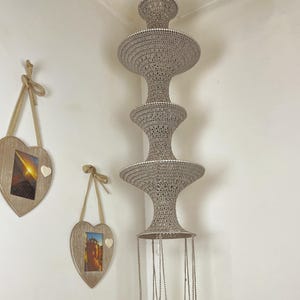 Boho Crochet Lamp Deluxe 5 Rings, Luxury Handmade Hanging Light, Statement Cotton Lampshade, Unique Boho Home Decor Gift