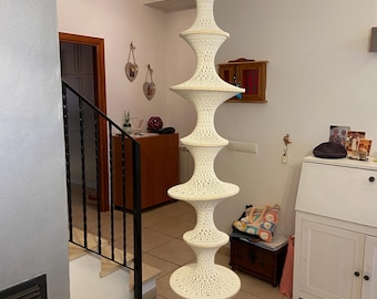 Large Boho Pendant Lamp | 9 Ring Crochet Lampshade | Handmade Ceiling Light | Ibiza Style Home Decor | Tall Bohemian Lighting