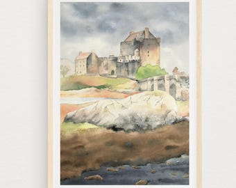 Eilean Donan Castle Watercolor Print: Scottish Highlands Art (Digital Download)