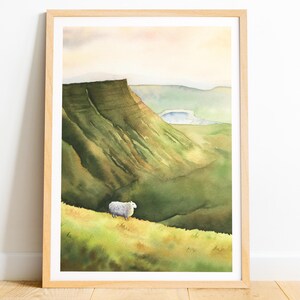 Brecon beacons print, Wales wall art, Cribyn mountain, Welsh landscape poster, Sheep wall art, UK national park