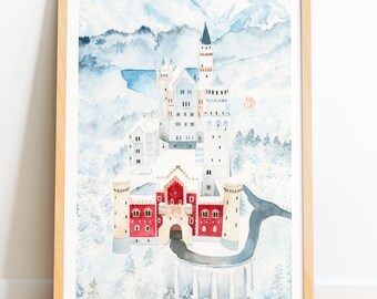 ノイシュヴァンシュタイン城の絵画、城壁アート ヨーロッパ - ドイツ