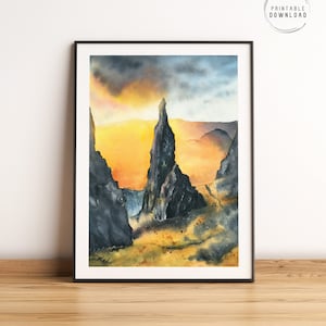 Isle of Skye Watercolor Print: Old Man of Storr, Scotland (Digital Download)