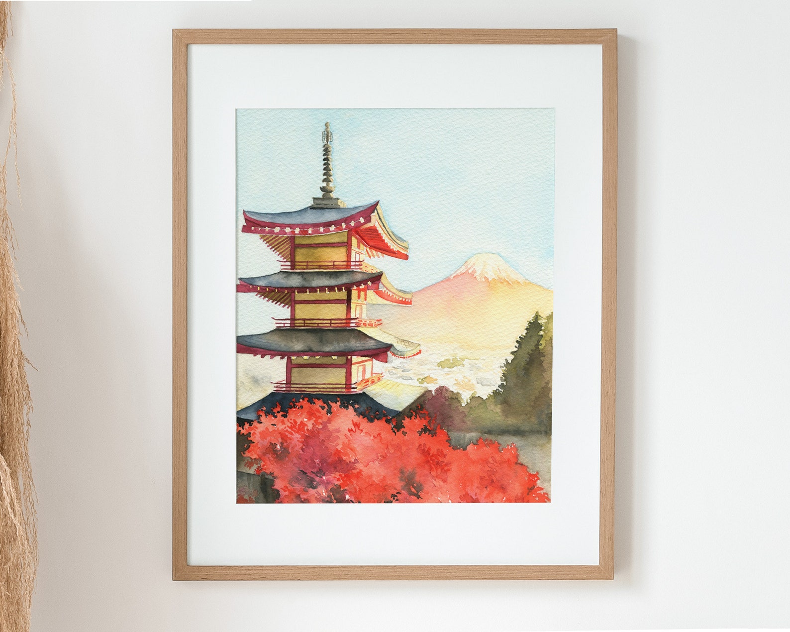 Japan Watercolor Painting Japanese Temple in Kyoto Mount - Etsy