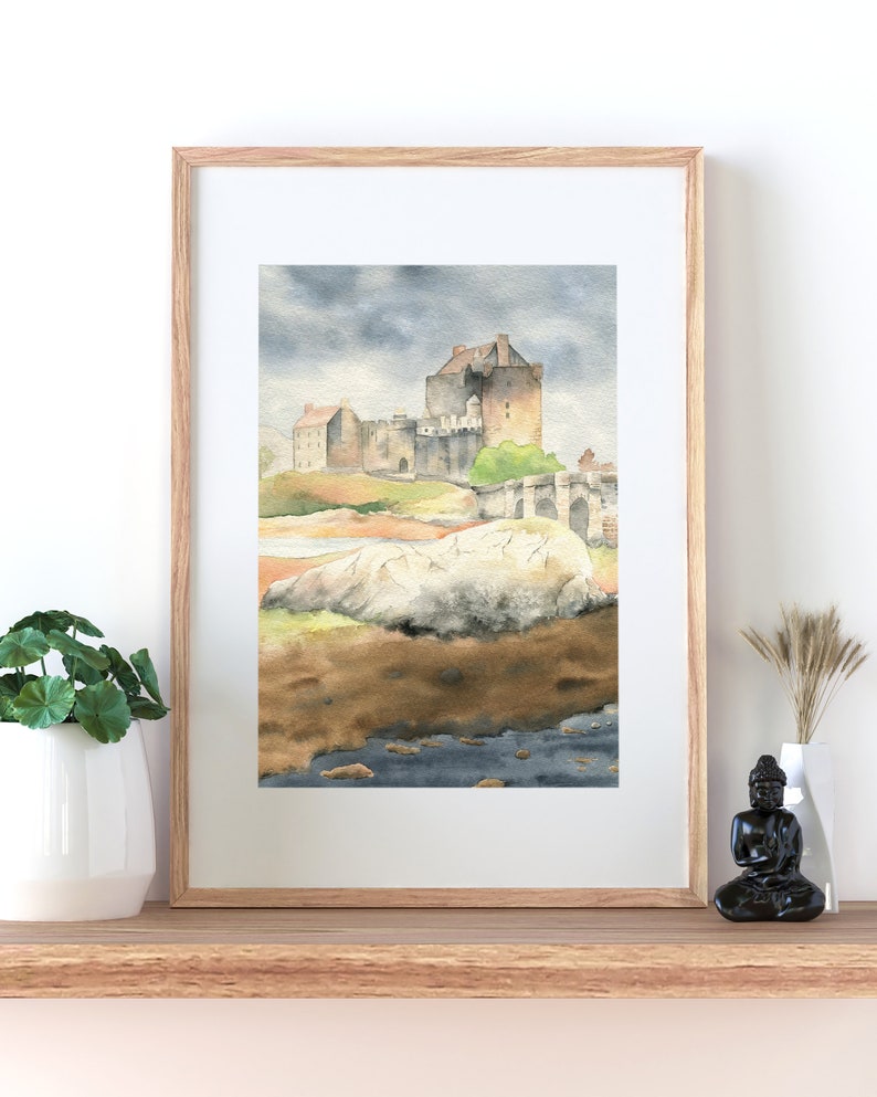 Scotland watercolor painting, Eilean Donan castle, Scottish higlands, original watercolor, 8x10 inches, Scotland travel art, Gothic castle image 9