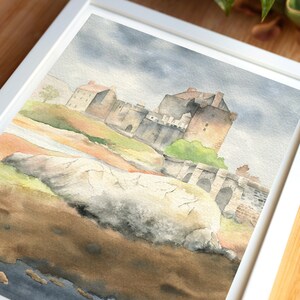 Scotland watercolor painting, Eilean Donan castle, Scottish higlands, original watercolor, 8x10 inches, Scotland travel art, Gothic castle image 7