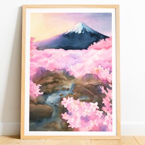 富士山のプリント、日本の壁アート、桜のポスター
