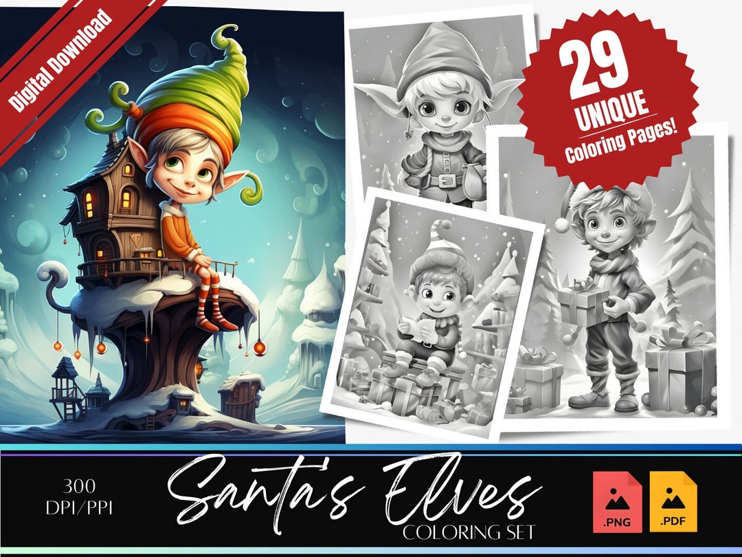 29 Santa Elves Coloring Page | Colouring Book | Simple Cute Coloring ...