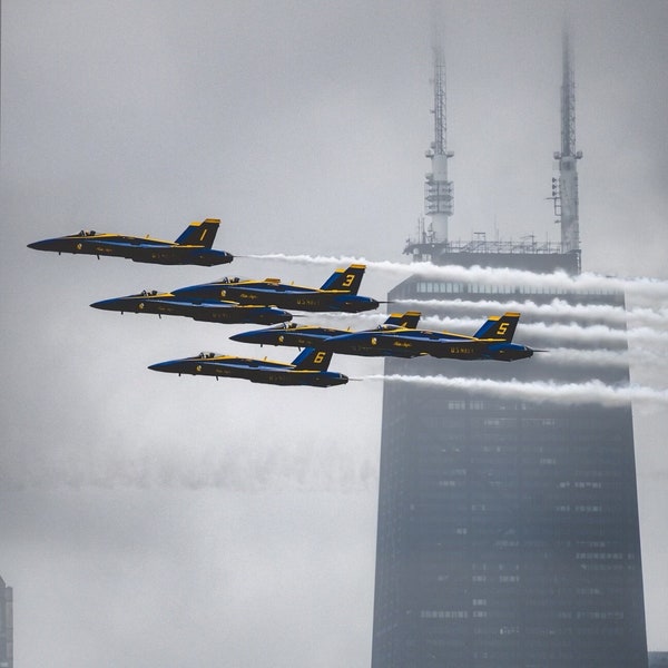 Blue Angels across John Hancock Tower