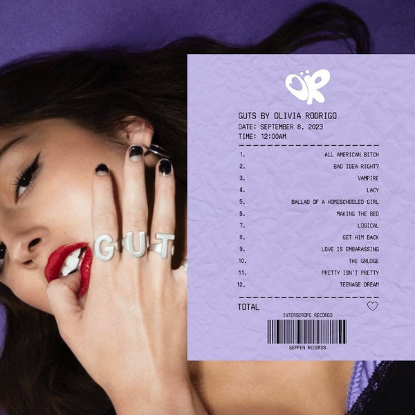 Guts Tracklist - Etsy