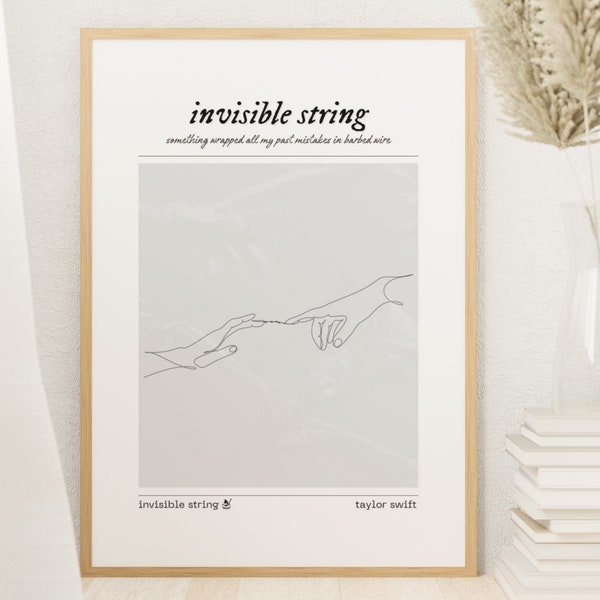 Minimalistischer unsichtbarer String Songtext TS Folklore Eras Tour Digitaldruck | Swiftie Poster, Merch, Wandkunst, Zimmerdekoration
