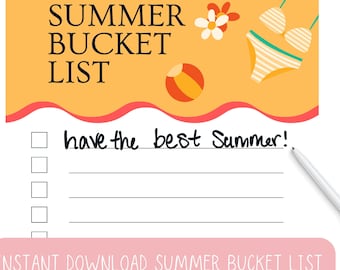 Retro Summer Bucket list Instant Download