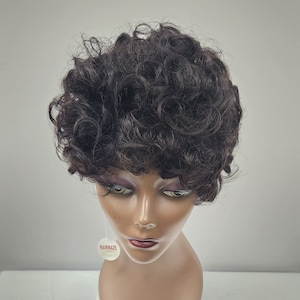 Short Curly Wig Pixie Short Cut Human Hair Wig natural black (H21655)
