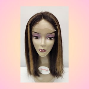 Brazilian Human Hair  4*4 Closure straight Bob Wig Off Black&golden color