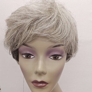 Pixie Short Cut Human Hair Wig Gray  (H20725)