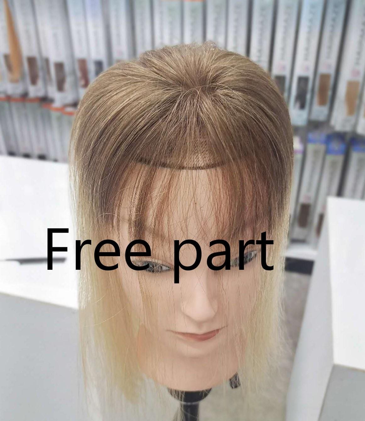 Human Hair Topper Hand Tied Knotting 8 Inch Length Travel Kit Included 7 main image 2