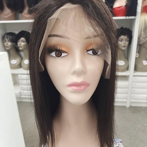 Full Lace Wig 100% Handmade, brown  lace， Virgin Brazilian Hair Natural Color Straight