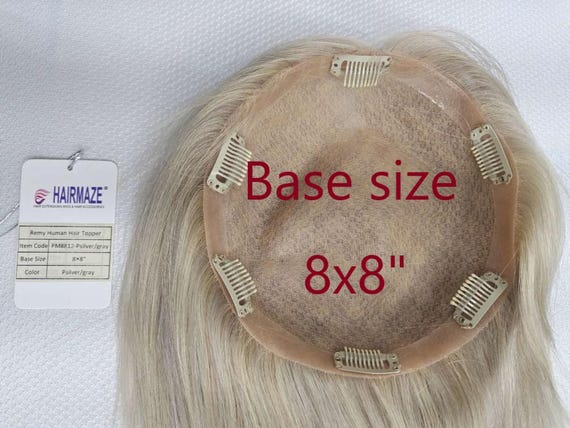 Human Hair Topper Hand Tied Knotting 8 Inch Length Travel Kit Included Hairpieces for Women | 302 Hand Tied by WigPro | Mono Top main image 3
