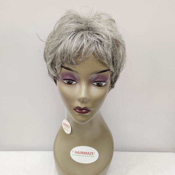 Pixie Short Cut Human Hair Wig Gray  (H20725)