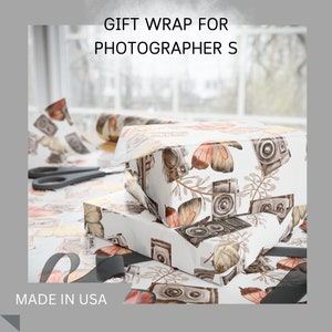 wrapping paper for photographer gifting vintage camera gift wrap for photography lover paper wrapping photo birthday gift wedding thankyou