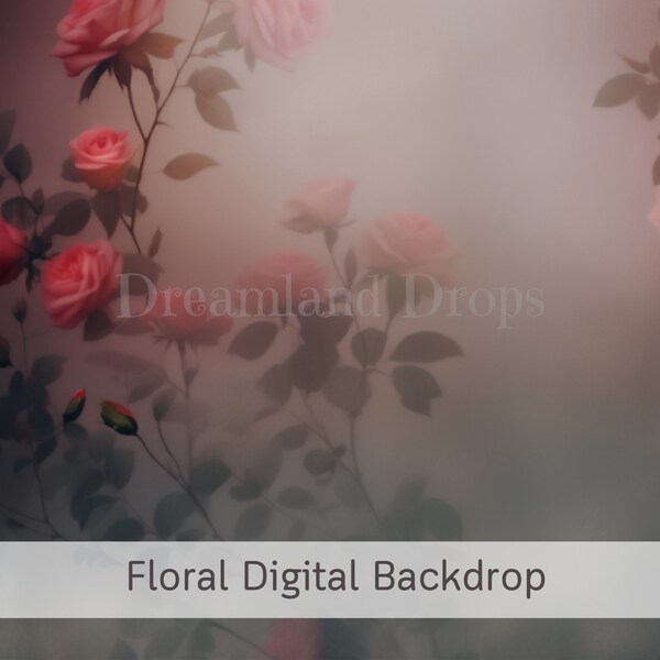 vintage red rose soft focus digital portrait background romantic composite mothers day photography digital backdrop maternity photoshoot