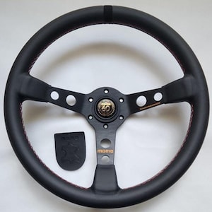 MOMO Anniversary Edition Black Leather Street Sport Steering Wheel 350mm 13.5in BRLAE