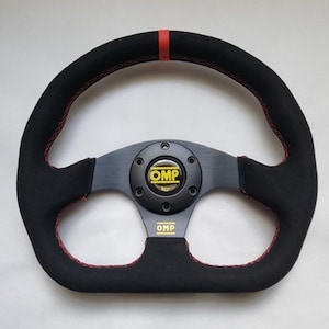 OMP Black Suede Leather D Shape Street Sport Steering Wheel 320mm 12.5in BSLRR