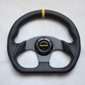 MOMO Black Leather D Shape Street Sport Steering Wheel 320mm 12.5in BRLYB