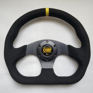 OMP Black Suede Leather D Shape Street Sport Steering Wheel 320mm 12.5in BSLYB2