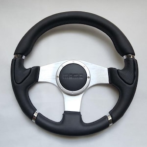 MOMO Black Leather Street Sport Steering Wheel 350mm 13.5in BRLCR