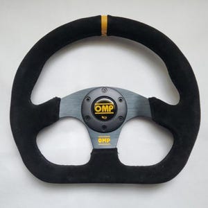 OMP Black Suede Leather D Shape Street Sport Steering Wheel 320mm 12.5in BSLYB