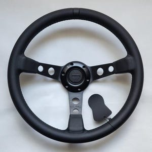 MOMO Black Edition Black Leather Street Sport Steering Wheel 350mm 13.5in BRLBE