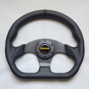 MOMO Black Leather D Shape Street Sport Steering Wheel 320mm 12.5in BRLBB