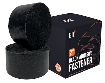 May include: Two rolls of 2 inch black adhesive fastener tape. The tape is packaged in a black box with the text "Elit 2" Black Adhesive Fastener".