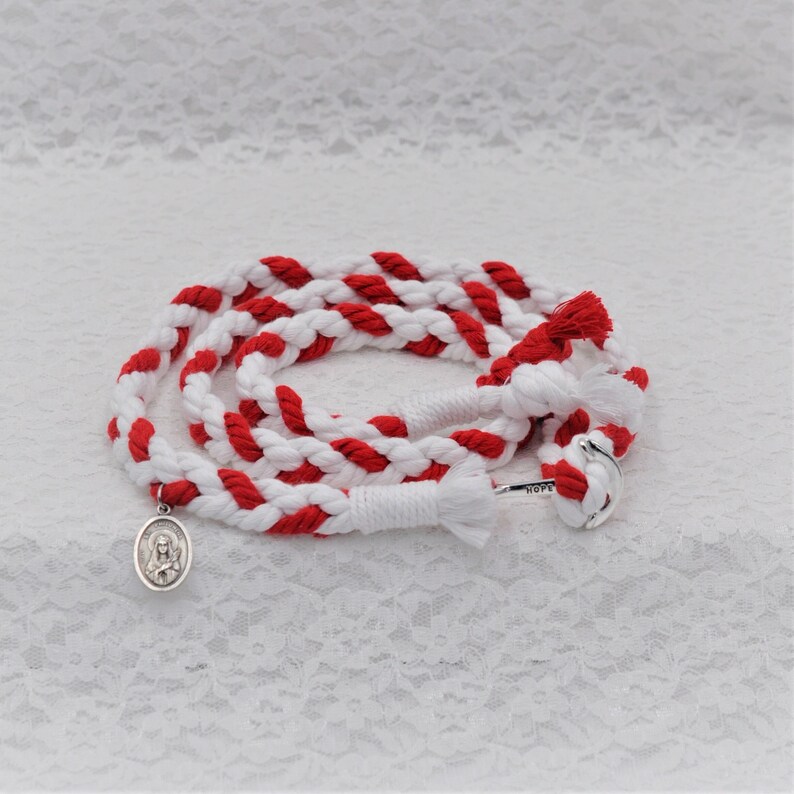 St. Philomena Cotton Waist Cord With Anchor Cord Holder, Two Knots