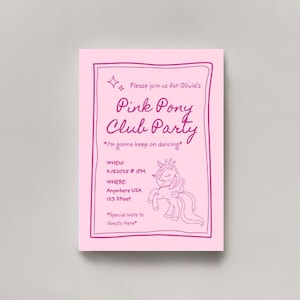 Pink Pony Club birthday party Invitation, Chappel Roan birthday party Invite, Pink Pony Club birthday party invite, LGTBQ+ birthday invite