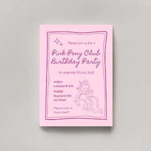 Pink Pony Club birthday party Invitation, Chappel Roan birthday party Invite, Pink Pony Club birthday party invite, LGTBQ+ birthday invite