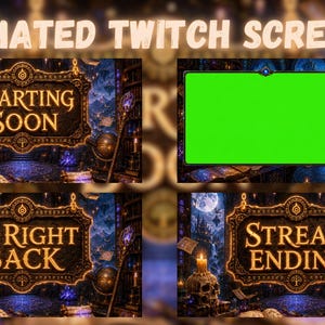 Animated Wizard Tower Twitch Overlay Pack | Fantasy RPG Stream Screens | Starting Soon, Be Right Back & Stream Ending | OBS Overlay