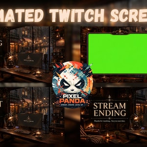 Cozy Rainy Coffee Shop Animated Twitch Overlay | Starting Soon, Be Right Back, Stream Ending & In Game Overlay | OBS Ready
