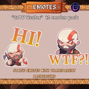 Kratos Twitch-emotes: GOW-emotepaket (12 PNG)