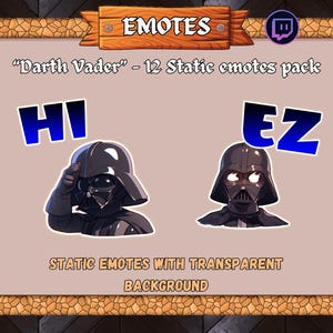 Paquete de emoticones de Darth Vader / 12 emoticones de Star Wars para Twitch y Discord / Emoticones animados y estáticos para streamers / PNG listo para cargar