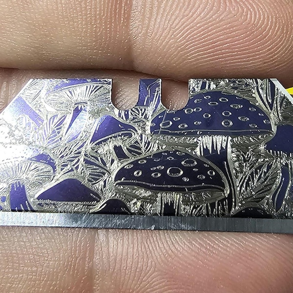 utility blades laser engraved Crystal mushrooms 6 count.