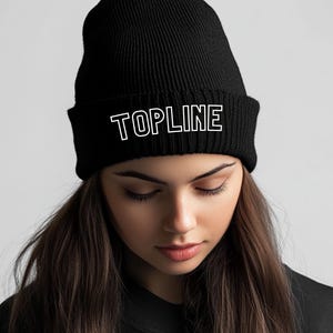 STRAY KIDS &#39;Topline&#39; Embroidered Knit Beanie,  Winter Hat, Stray Kids Stay, Unique Stray Kids Merch, Kpop Streetwear, Stray Kids Fan Gift