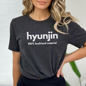 Stray Kids HYUNJIN Boyfriend Material T-Shirt, Stray Kids Fan Merch, Hyunjin Graphic Tee, Perfect for Fans, Unique Stray Kids T-shirt Gift