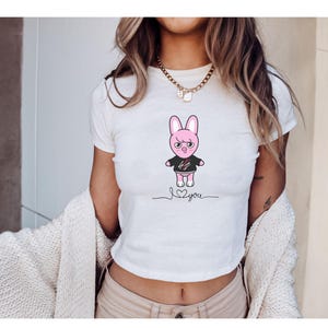 Stray Kids CHANGBIN Womens Baby Crop Tee, Perfect for Concerts and Festivals, Kpop Fan Merchandise, Changbin SKZOO Crop, Stray Kids T-shirt