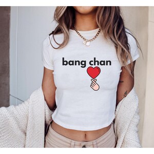 Stray Kids &#39;BANG CHAN&#39; Womens Baby Crop Tee, Perfect for Concerts and Festivals, Kpop Fan Merchandise, Bang Chan Crop Top, Stray Kids Tee