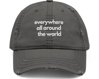 Kpop STRAY KIDS 'Everywhere All Around the World' Distressed Embroidered Baseball Cap | Stray Kids Stay | Idol Inspired Fan Merch