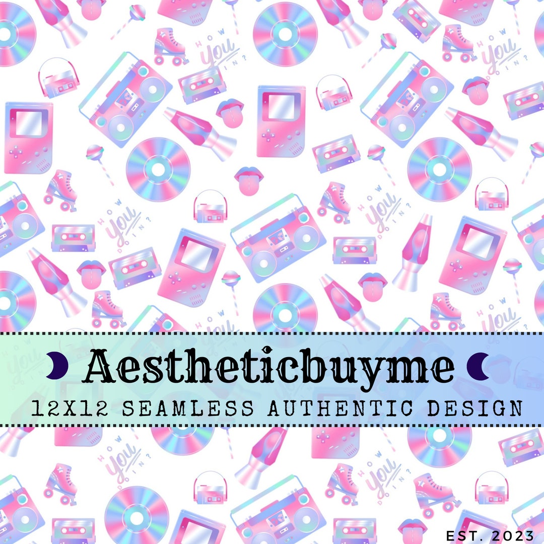 Paper Walkman 1990's Gameboy, Lava Lamp, Walkman, Rollerskate,seamless File for ...