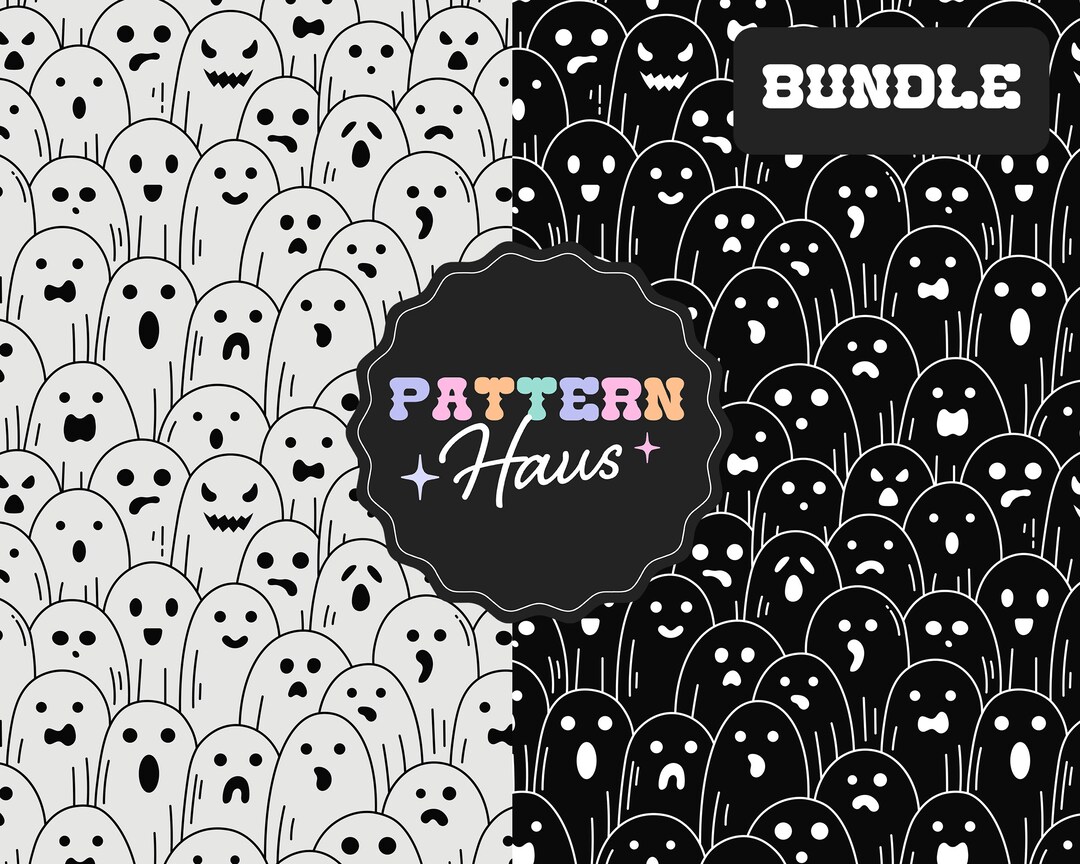 Retro Ghost Seamless Pattern: Trendy Halloween Design (digital JPG) - Etsy